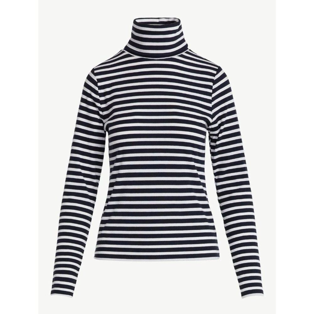 Women's Stripped Ribbed Turtleneck Tee Size Medium 8-10 NWT - Free Assembly - Picture 4 of 8